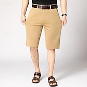 baratos shorts de trabalho-Homens Shorts sociais Shorts de trabalho Shorts casuais Bermudas de Golfe Corte alto Côr Sólida Resistente a rugas Comprimento do joelho Casual Calção Preto Azul Céu Cintura Alta Com Stretch