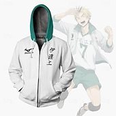 tanie Grafika postaci z kreskówek i filmów-Haikyuu Odzież wierzchnia Powrót do szkoły Rozpinana bluza z kapturem Anime 3D Przednia kieszeń Graficzny Na Dla par Męskie Damskie Dla dorosłych Bal maskowy Powrót do szkoły Druk 3D Sport Codzienne