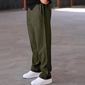 economico Gamba Dritta-Per uomo Pantaloni della tuta Pantaloni A cordoncino Vita elastica Gamba dritta Liscio Comfort Sportivo Giornaliero Di tendenza Informale Verde militare Nero Media elasticità