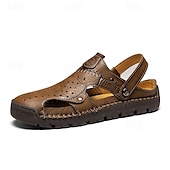 economico sandali da esterno-sandali da uomo - finitura in similpelle traforata, alla moda, per passeggiate informali e incontri del fine settimana