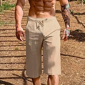 baratos Feriado-Homens Shorts de verão Shorts de praia Bolsos Com Cordão Cintura elástica Tecido Conforto Respirável Comprimento do joelho Férias Feriado Praia Havaiana Boho Preto Branco