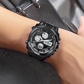 abordables Relojes digitales-Reloj Electrónico LED de Acero Inoxidable Completo para Hombre SKMEI Lujo de Doble Hora Cronógrafo Digital Reloj Deportivo Impermeable