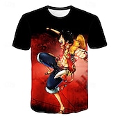 levne Kreslená a filmová postava-One Piece Opice D. Luffy Tony Tony Chopper Trička Animák Manga Anime 3D Harajuku Grafika Kawaii Pro Pro páry Pánské Dámské Dospělé Karneval Plesová maškaráda 3D tisk ulice Běžné / Denní