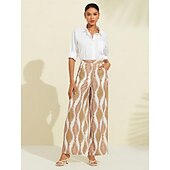 baratos calças femininas-calça comprida de cetim com bolso reto