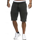 cheap Sweat Shorts-Men&#039;s Cargo Shorts Sweat Shorts Shorts Bermuda shorts Elastic Waist Multi Pocket Pleats Plain Comfort Sports Knee Length Outdoor Daily Fashion Streetwear Black White Micro-elastic