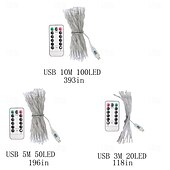 tanie Zasilane przez USB-Eleganckie weselne przyjęcie ledowe girlandy świetlne z USB, 3m/5m/10m pełne gwieździste światełka z pilotem 8 trybów do ogrodu bożonarodzeniowego&amp;amp;wystrój weselny