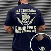  Herren Elektriker Humor Grafik T-Shirt - Ingenieure brauchen auch Helden Kurzarm T-Shirt