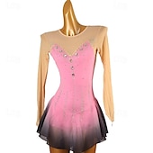 billige Figur skating kjoler-Kjole til kunstløp Dame Jente Skøyteløp Kjoler Dusty Rose Lapper Åben Ryg Netting Høy Elastisitet Trening Konkurranse Skøyteklær Klassisk Krystall / Rhinstein Langermet Skøyting Kunstløp