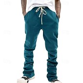 お買い得  ストレートレッグ-男性用 スウェットパンツ ズボン カジュアルパンツ ドローストリング 弾性ウエスト まっすぐな足 平織り 履き心地よい スポーツ・アウトドア 日常 ファッション カジュアル ブラック ピンク マイクロエラスティック