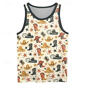 levne Vintage trička-Pánské Vozidlo Tričko Vesta Top Bez rukávů tričko 3D tisk Tričkový Košile prázdniny Retro ulice Denní Dovolená Rubínově červená Vodní modrá Khaki Léto Jaro Oblečení S M L XL XXL XXXL