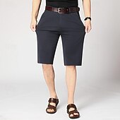baratos shorts de trabalho-Homens Shorts sociais Shorts de trabalho Shorts casuais Bermudas de Golfe Corte alto Côr Sólida Resistente a rugas Comprimento do joelho Casual Calção Preto Azul Céu Cintura Alta Com Stretch