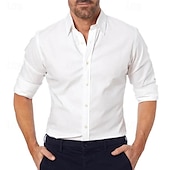 cheap Men&#039;s Non Iron Shirts-Men&#039;s Shirt Dress Shirt Button Up Shirt Plain Wedding Party Black White Pink Navy Blue Long Sleeve Lapel Spring &amp;  Fall Clothing Apparel