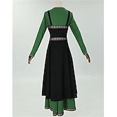 abordables Robes-Médiéval Renaissance Robe de cocktail Bal Masqué Robe de Bal Ranger Elfe Déguisement Femmes Celtique Viking Fantaisie Halloween Carnaval Mascarade Fête / Soirée Festival Adulte Robe