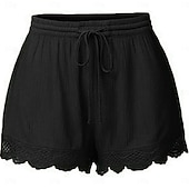 economico Pantaloncini-Per donna Chino Pantaloncini Essenziale Informale Breve Vita alta Liscio Design elastico con coulisse Taglio alto Traspirabilità Morbido Media elasticità Casual / quotidiano Fine settimana Vinaccia