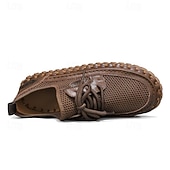 cheap Casual Lace-Up Shoes-Men's Beige Knit Casual Sneakers, Lightweight Lace-Up Comfort Walking Shoes for Daily Wear, Travel, Weekend Leisure and Smart Casual Outfits