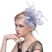 billige Coiffer-fascinators Hatter Hodeplagg organza Fedora Topplue slørhatt Hesteløp cocktail Elegant Årgang Med Fjær Sløyfer Hodeplagg Hodeplagg