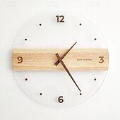 cheap Wall Accents-Wooden Wall Clock Nordic Simple Wall Clock Minimalist Simple Design Decorative Wall Clock Living Room Decor 40 CM