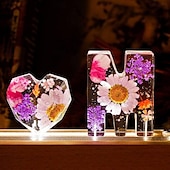 cheap Decorative Lights-Resin Letter Night Lights, Resin Dried Flower Light Birthday Gift, Personalized Flower Lamp, Name Lamp, Gift for Her, Home Decoration