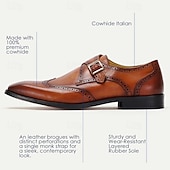 billiga Premium läder Loafers-munkbandsskor för män svart brunt brunt läder brogue-spänne