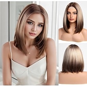 baratos Perucas Sintéticas sem Touca-peruca bob frente de renda curta peruca bob fibra resistente ao calor combina perfeitamente com 12 polegadas cobre marrom marrom loiro claro loiro preto loiro