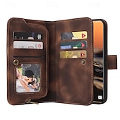 cheap Samsung Cases-Phone Case For Samsung Galaxy S23 S22 S21 S20 Ultra Plus FE A73 A53 A33 A23 A13 Note 20 Ultra 10 Plus Wallet Case Zipper Full Body Protective with Wrist Strap Retro TPU PU Leather