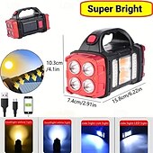cheap Camping Lights-Solar Powered Tactical LED Camping Light - 500 Lumens USB Rechargeable Flashlight, Water Repellent, Long-Range, Multi-Function Outdoor Torch for Outdoor Camping
