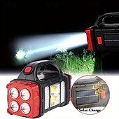 cheap Camping Lights-Solar Powered Tactical LED Camping Light - 500 Lumens USB Rechargeable Flashlight, Water Repellent, Long-Range, Multi-Function Outdoor Torch for Outdoor Camping