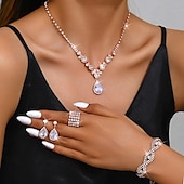 preiswerte Schmucksets-Schmuckset 5 Stück Strass Aleación Haken Ohrringe Halsketten Armbänder Damen Elegant Modisch Zierlich Geometrisch Geometrische Form Schmuck-Set Für Hochzeit Party Jahrestag