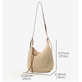 economico Borsette e borse tote-borse a tracolla in paglia intrecciata a mano da donna – borsa a tracolla estiva da spiaggia boho con tracolla regolabile in pelle