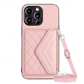 baratos Capas para iPhone-telefone Capinha Para iPhone 16 iPhone 15 Pro Max Plus iPhone 14 13 12 11 Pro Max Plus Mini SE Capa traseira Com Suporte com cordão Slot para cartão Retro TPU Couro PU
