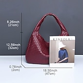billige Vesker og totes-vevd hobo-veske i kunstskinn for kvinner – elegant burgunder-skulderveske for hverdagsbruk og uformelle utflukter