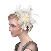 billige Coiffer-fascinators Hatter Hodeplagg organza Fedora Topplue slørhatt Hesteløp cocktail Elegant Årgang Med Fjær Sløyfer Hodeplagg Hodeplagg