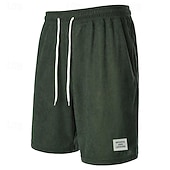 abordables Bermudas estilo casual-Hombre Pantalón corto Pantalones cortos casuales Pantalones cortos de pana Bolsillo Correa Cintura elástica Plano Comodidad Corto Festivos Playa Fin de semana Moda Casual Negro Amarillo Microelástico