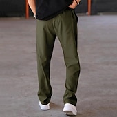 economico Gamba Dritta-Per uomo Pantaloni della tuta Pantaloni A cordoncino Vita elastica Gamba dritta Liscio Comfort Sportivo Giornaliero Di tendenza Informale Verde militare Nero Media elasticità