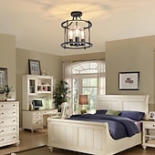 cheap Ceiling Lights-Modern Black Semi Flush Ceiling Light Fixture, 3 Light Traditional Pendant Light, Rustic Ceiling Light for Bedroom Living Room Dining Hall Hallway Kitchen 110-240V