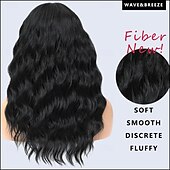 economico Parrucche trendy sintetiche-parrucche nere per le donne parrucche di capelli ricci ondulati lunghi da 18 pollici con frangia parrucche sintetiche di ricambio parrucca in fibra resistente al calore costume da festa