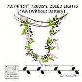 economico Striscie luci a batteria-elegante festa di ricevimento di nozze 2m-20leds lanterna di fiori simulati luce di stringa fata per natale matrimonio festival cortile interno ed esterno giardino balcone luce decorativa