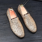 voordelige Hereninstappers &amp; loafers-Voor heren Instappers en instappers Paillet Jurk schoenen Wandelen Zakelijk Britse heer Bruiloft Toimisto &amp; ura Feesten &amp; Uitgaan Synthetisch Leder Comfortabel Anti-slip Leegloper Zilver Zwart Rood