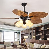 economico Ventilatore da soffitto con luci-3 luci 108 cm Design Singolo Ventilatore da soffitto Metallo Vetro Finiture Verniciate Vintage Stile Nordico 110-120V 220-240V