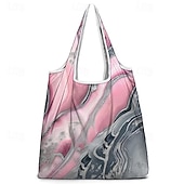 cheap Handbag &amp; Totes-Women&#039;s Large Abstract Floral Print Tote Bag – Reusable Foldable Shopping Bag with Artistic Design for Everyday Use