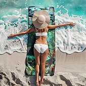 お買い得  ビーチタオルセット-ビーチタオル 夏用ビーチブランケット アンダーウォーターワールドシリーズ 3Dプリント 100%マイクロファイバー 通気性の良い快適なブランケット