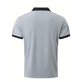 cheap Men&#039;s Classic Polo-Men&#039;s Golf Shirt Golf Polo Work Casual Lapel Short Sleeve Basic Modern Color Block Patchwork Button Spring &amp; Summer Regular Fit Wine Navy Blue sky blue Gold Beige Coffee Golf Shirt