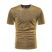 cheap Tops-Retro Vintage 1980s Shiny Metallic T-shirt Disco Men&#039;s Halloween Carnival Masquerade Performance Club Pride Parade Adults&#039; T-shirt Spring &amp; Summer