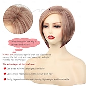 billige eldre parykk-sidedel korte lag bob parykker for hvite kvinner blond blandet brun søt rett nisse bob parykk invertert bob parykk syntetisk halloween cosplay hår erstatning parykk