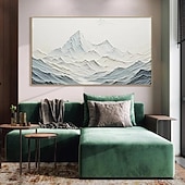 economico Quadri astratti-dipinto a mano 3d bianco neve montagna dipinto su tela stile intonaco fatto a mano pittura di arte della parete strutturata dipinto a mano pittura a olio wabi-sabi per soggiorno boho moderno