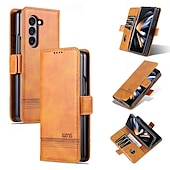 お買い得  サムスン用ケース-Samsung Galaxy Z Fold 6 Z Fold 5 Z Fold 4 Z Fold 3用の財布ケース、フルボディ保護キックスタンドカードスロット、レトロPC PUレザー