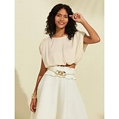 お買い得  シャツ、トップス、ブラウス-レディース クロップトップ ドローストリング ノースリーブ サテントップ エレガント カジュアル ワーク 春 夏
