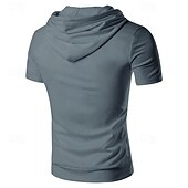 economico Magliette casual da uomo-Per uomo Maglietta Camicia a Maniche Corte Manica Corta Con Cappuccio Primavera &amp; Estate Semplice Moda Designer Essenziale Tasca Frontale Vacanza Streetwear Uscire Nero Bianco Grigio scuro Maglietta