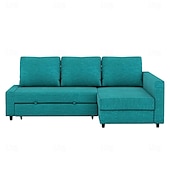 baratos Cobertura de Sofa-Capa de Sofá em Linho com Armazenamento Cor Sólida Capas Acolchoadas em Algodão e Linho