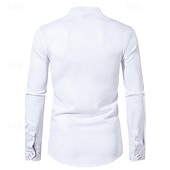economico camicia da uomo con bottoni-Per uomo Camicia Camicia con colletto cinese Camicia con colletto alla coreana Camicia Estiva Camicia casual Camicia da Spiaggia Nero Bianco Vino Manica Lunga Paisley Blocco di colori Colletto alla